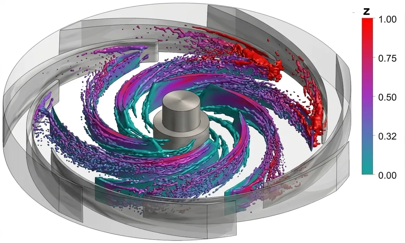 Multiphase vapor simulation on impeller
